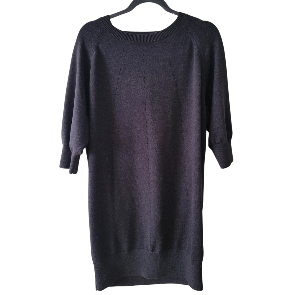 Lauren by RL Charcoal Gray Knit Mini Sweater Dress Size XL